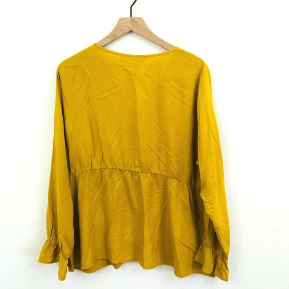 NWT! JunaRose Mustard Yellow Button Front Blouse - Picture 5 of 6